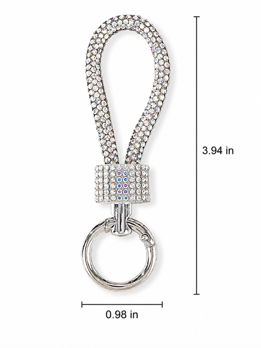 Crystal Loop Keyring - Silver Rhinestone Keychain - Picture 2 of 2